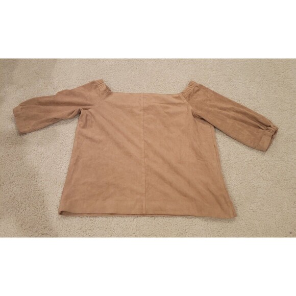 Black Label Chico's Off The Shoulder Faux Suede Top Women's Size XS/2 Vegan - Picture 4 of 9